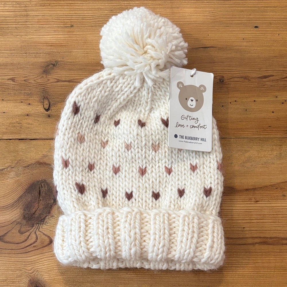 New! BLUEBERRY HILL 2T - 5T Cinnamon Sawyer Hat in Retro Heart Print Chunky